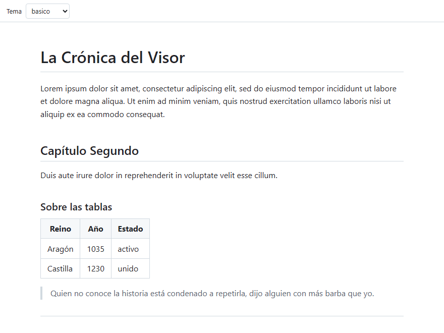 Captura del tema básico de mdview